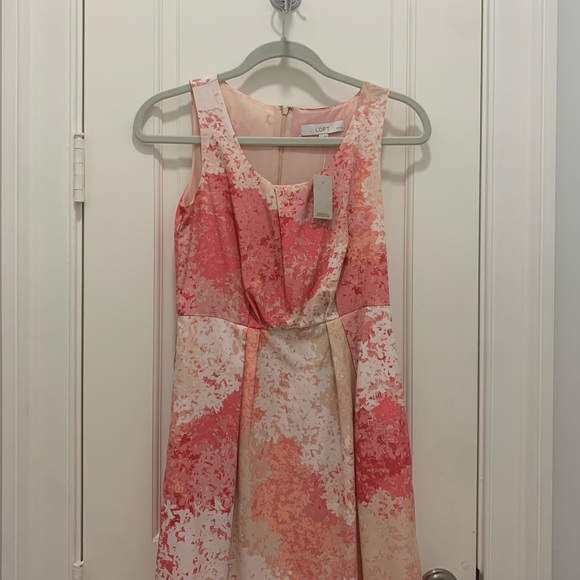 BNWT⚡️ANN TAYLOR/LOFT PETITES PINK/ORANGE/CREAM FANCY/FORMAL/SUMMER DRESS⚡️2P - Picture 10 of 14
